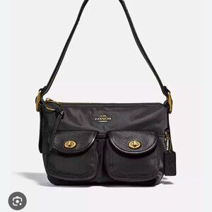 Authentic COACH Cargo Shoulder Bag with Vintage Rose Print Interior